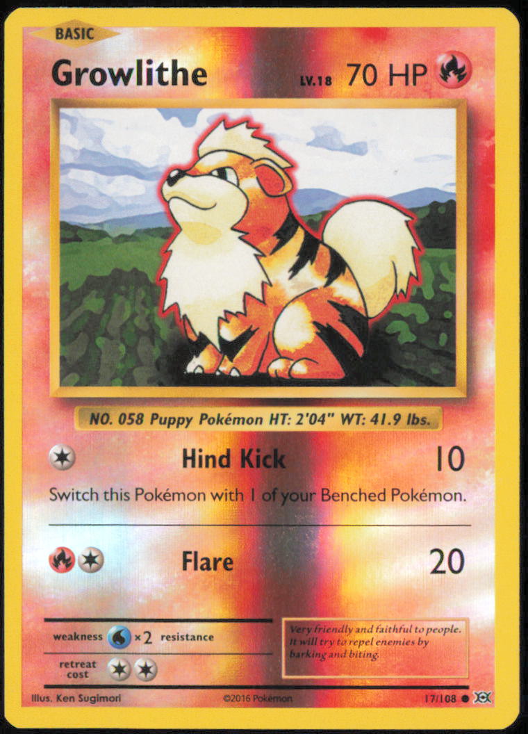 Growlithe - XY - Evolutions - EVO - 17/108 - Reverse Holofoil