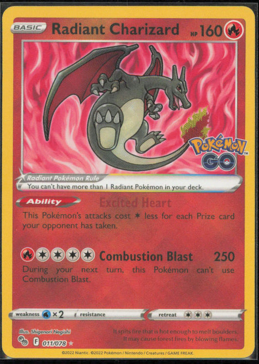 Radiant Charizard - Pokemon GO - PGO - 011/078 - Holofoil