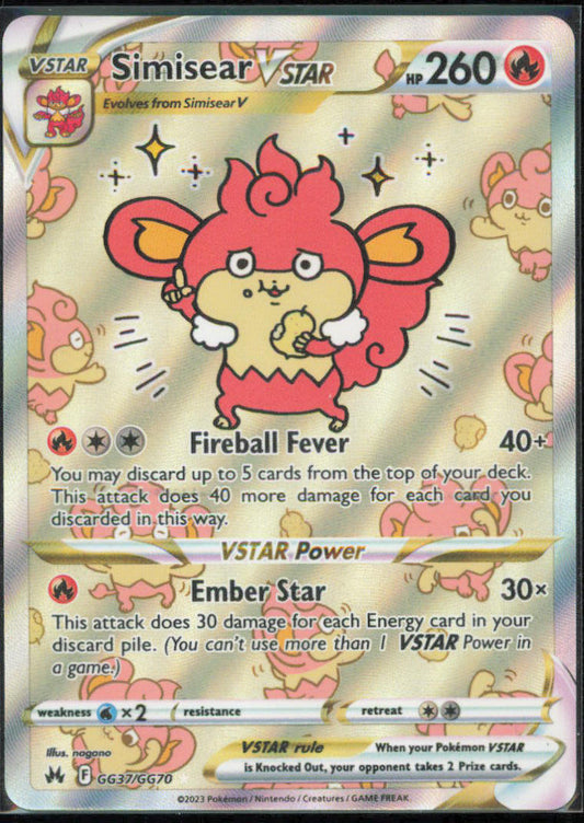 Simisear VSTAR - SWSH: Crown Zenith: Galarian Gallery - CRZ:GG - GG37/GG70 - Holofoil