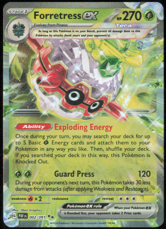 Forretress ex - 002/091 - SV: Paldean Fates - PAF - 002/091 - Holofoil