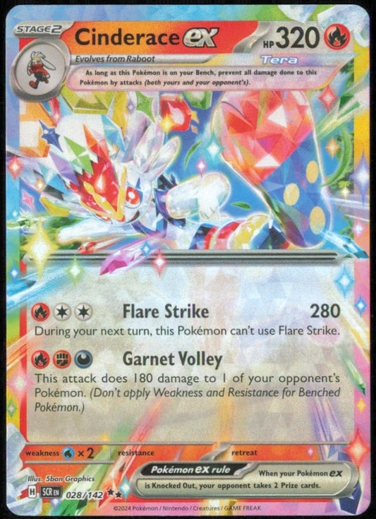 Cinderace ex - 028/142 - SV07: Stellar Crown - SCR - 028/142 - Holofoil