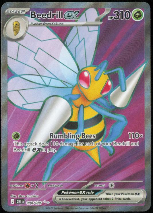 Beedrill ex - 098/086 - ME04: Chaos Rising - CRI - 098/086 - Holofoil